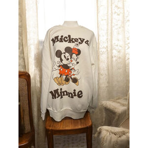 Women's Disney Mickey & Friends Sweatshirt Size M Cream Retro Vintage Look